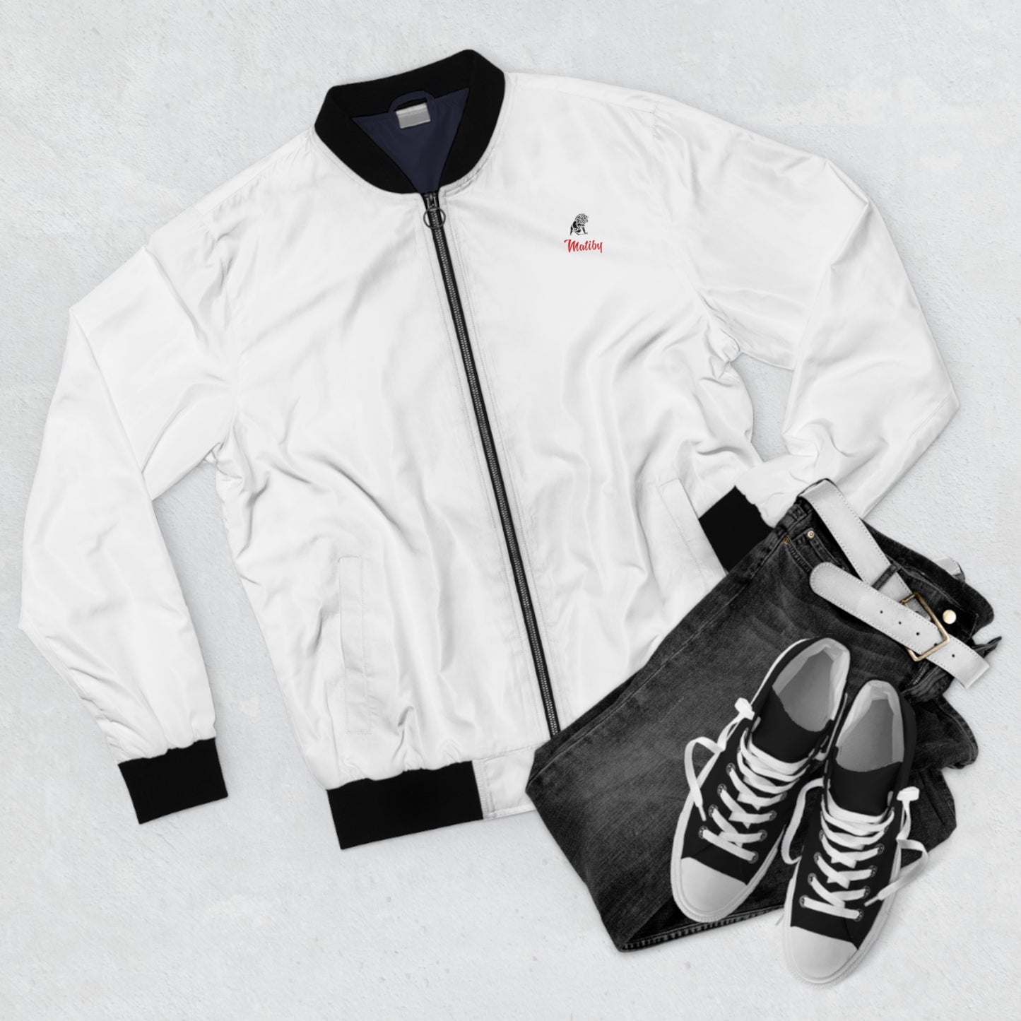 Men's White Bomber Jacket (AOP)