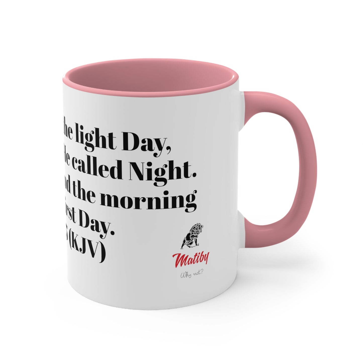 Bible Speaks Gen 1:5 Accent Mug, 11oz