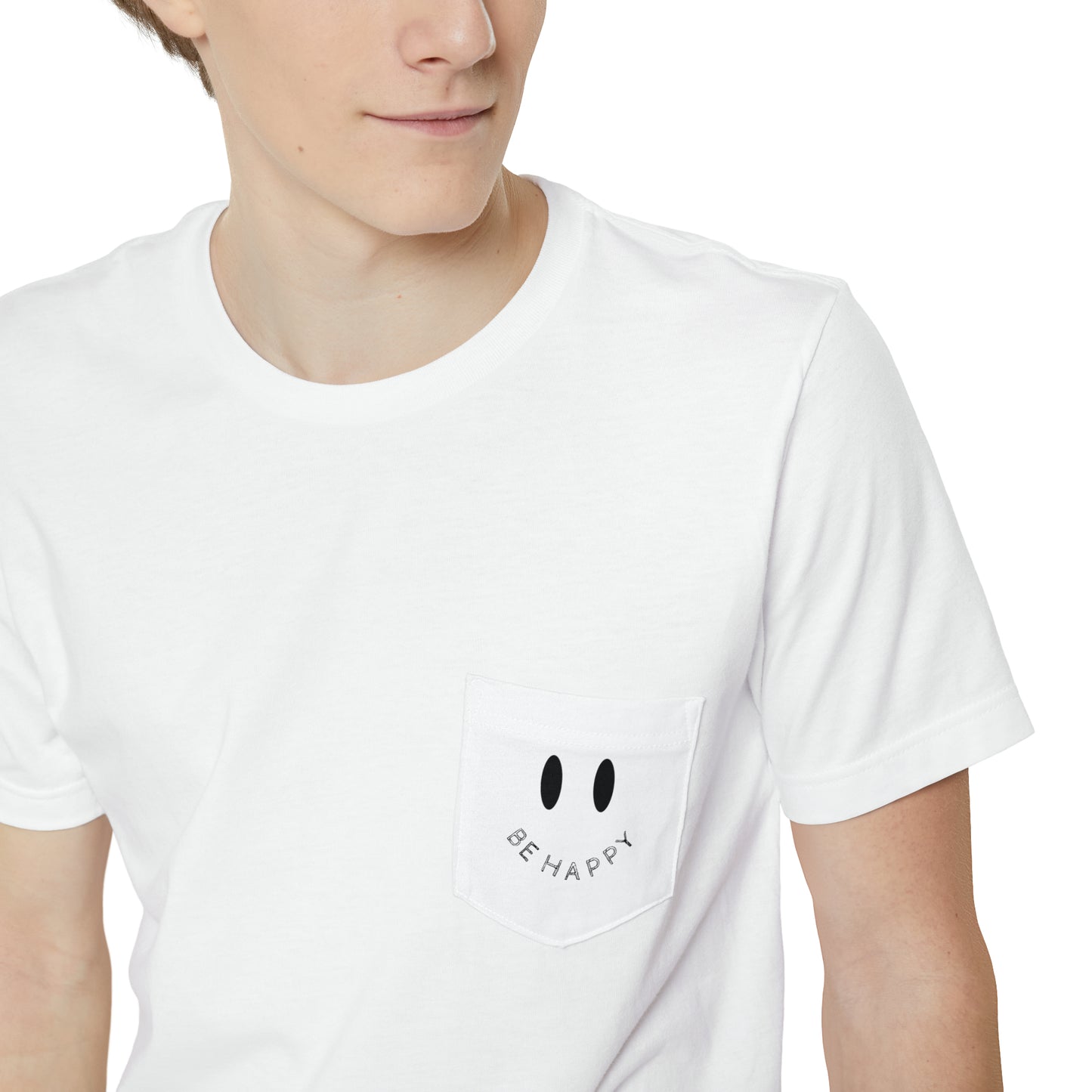 "Be Happy" Smiley Face Unisex Pocket T-shirt