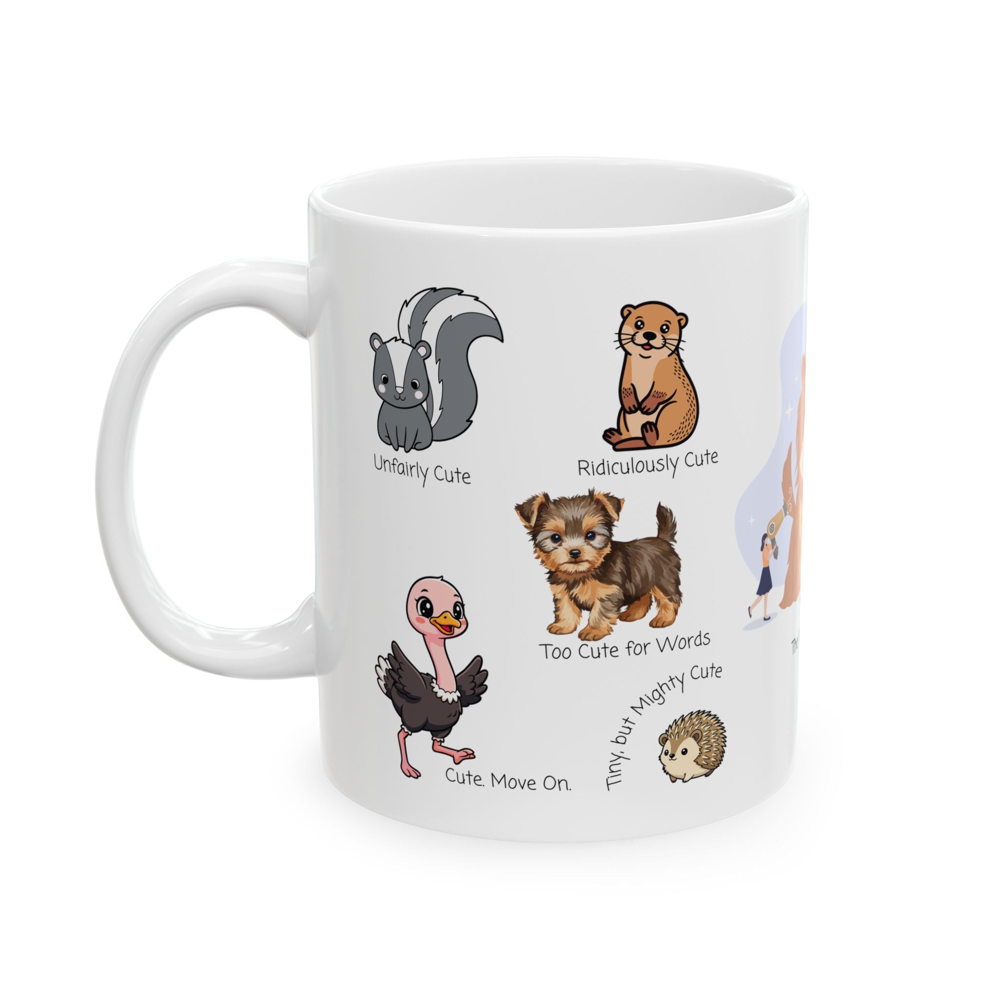 The Boutique Boss White Ceramic Mug — Adorable Cute Overload Cup (11oz/15oz)