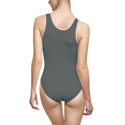 Women's Dark Grey Classic One-Piece Swimsuit (AOP)