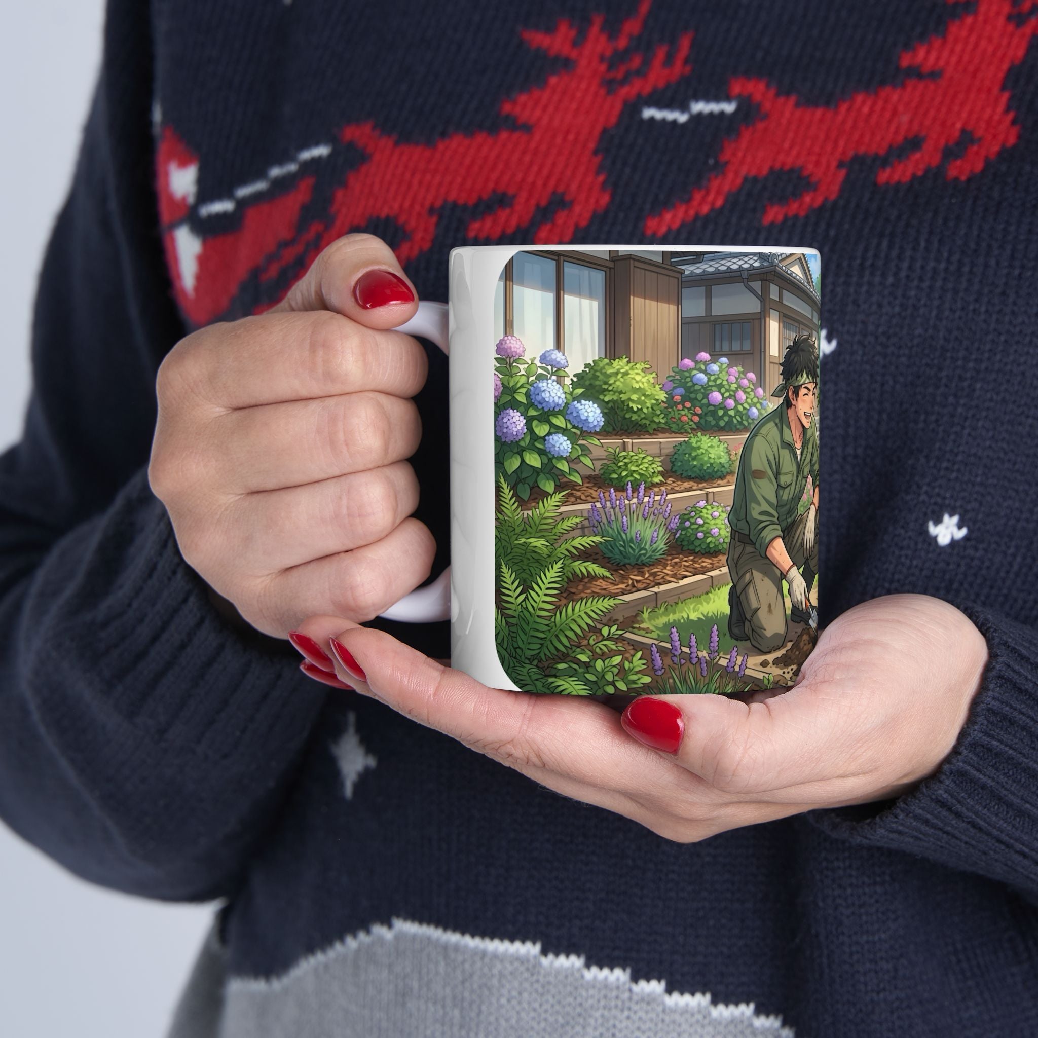 Gardening Couple White Ceramic Mug – Joy Planting Together Countryside Cup 11oz/15oz