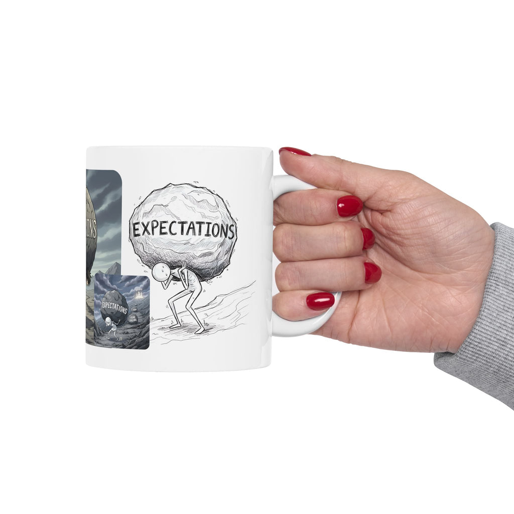 Unbreakable Spirit, Common Threads White Ceramic Mug, (11oz, 15oz), Resilience Overcoming Expectations Cup