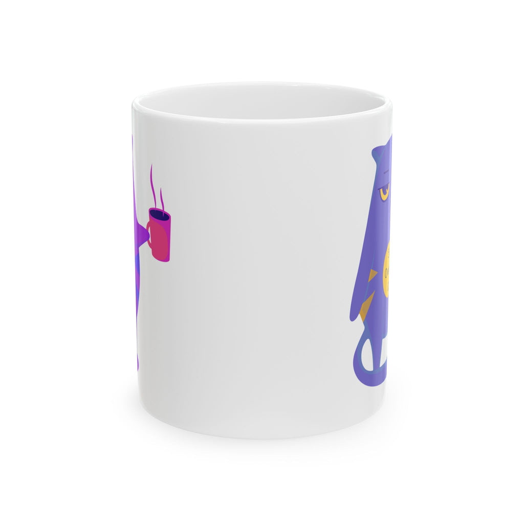 So OverLife Cat On A White Ceramic Mug 11oz & 15oz, Cute Kawaii Cat Holding Mug Cup