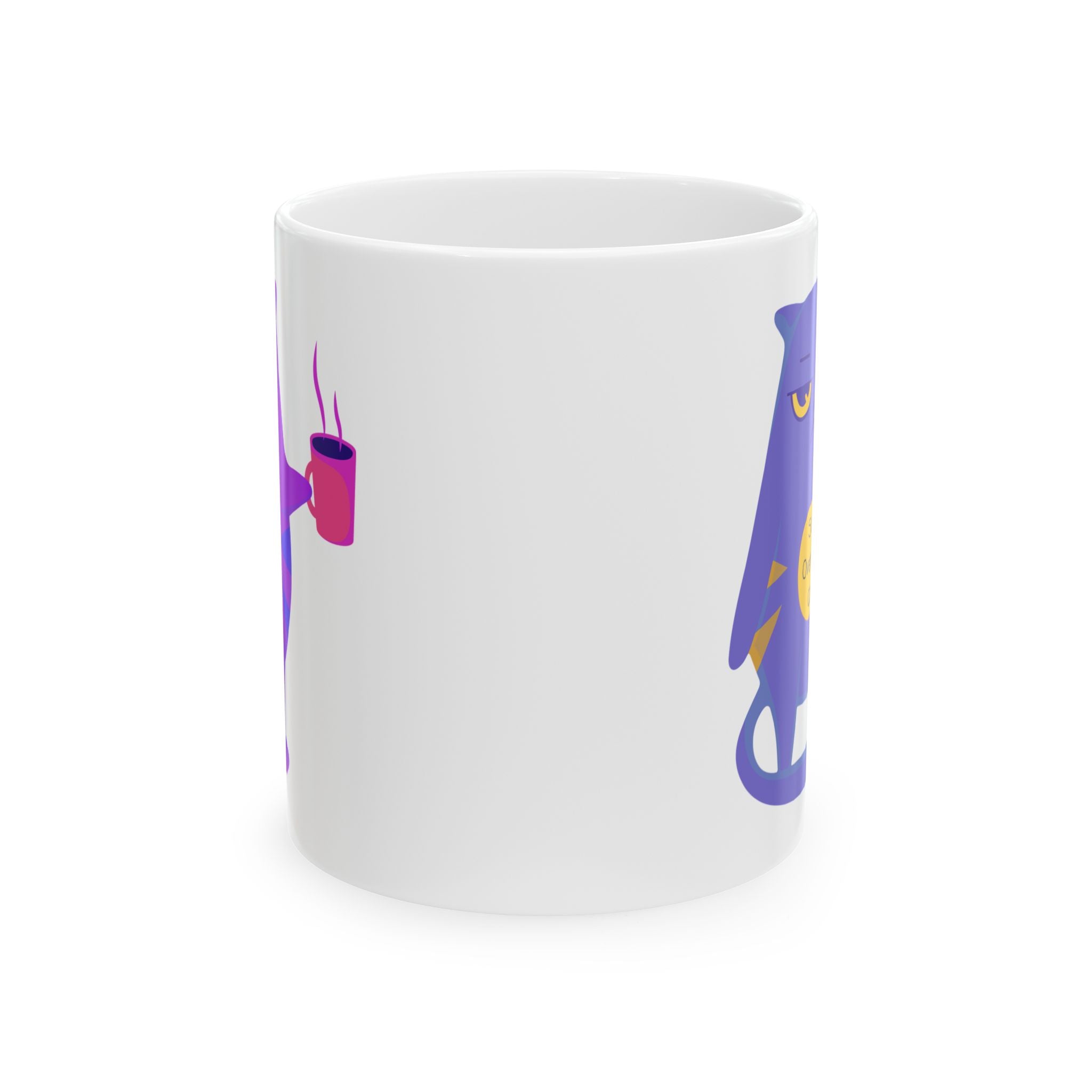 So OverLife Cat On A White Ceramic Mug 11oz & 15oz, Cute Kawaii Cat Holding Mug Cup