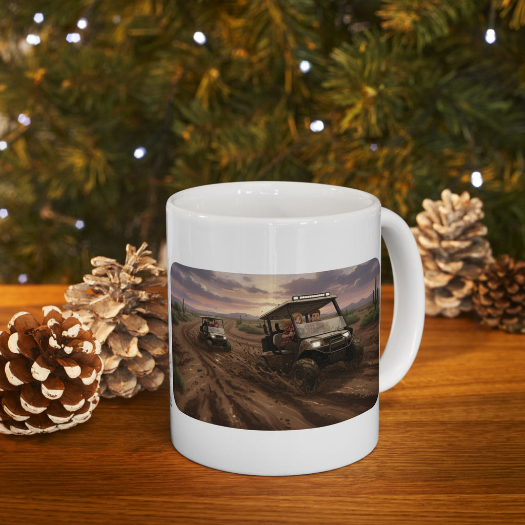 Anime Golf Cart Mud Racing Adventures #3 White Ceramic Mug — Find Your Path To The Essentials Cup (11oz & 15oz)