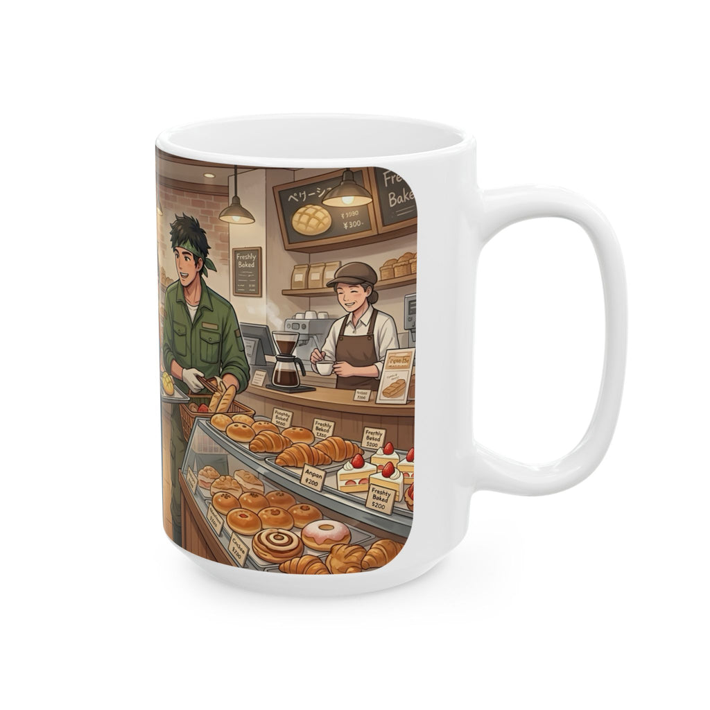 Cozy Family Bakery Trip White Ceramic Mug, Cute Gardener's Cafe Cup (11oz, 15oz)