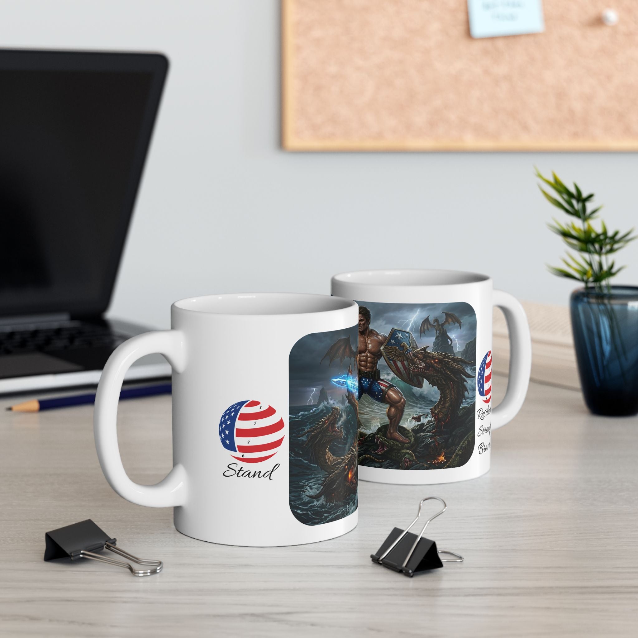 The Sentinel of Sovereignty White Ceramic Mug — USA Unapologetic Patriotism Tea Cup