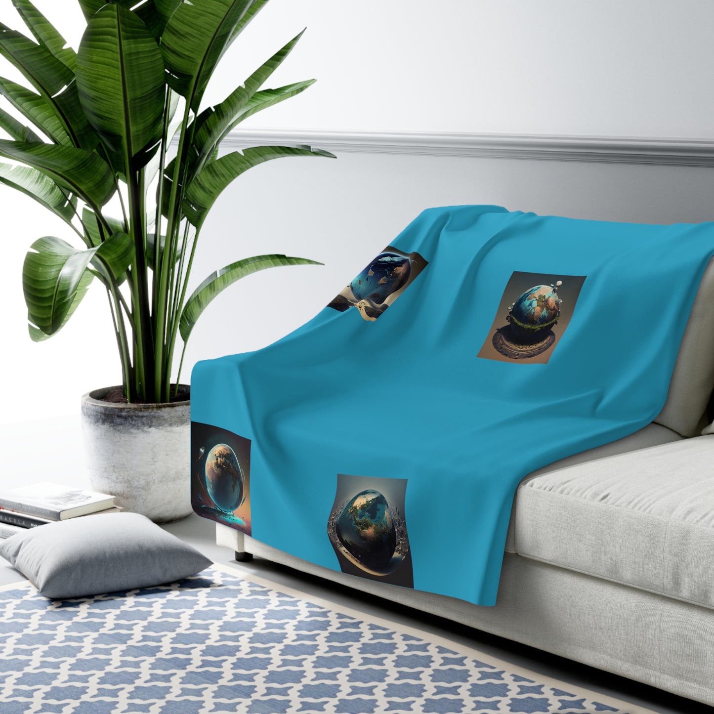 Matiby MEK Teal Sherpa Fleece Blanket