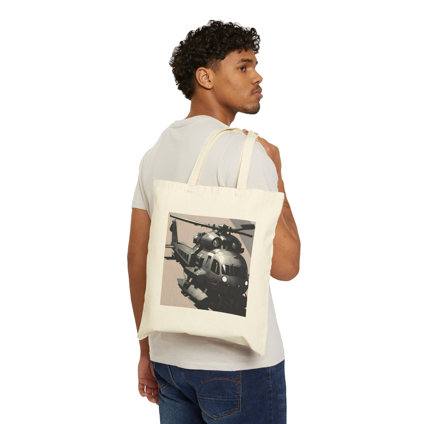 Helicopter Cotton Canvas Tote Bag