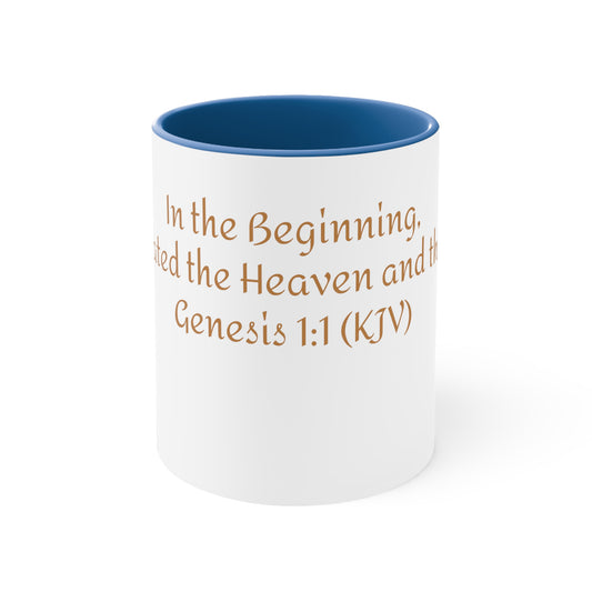 Bible Speaks Gen 1:1 Accent Mug, 11oz