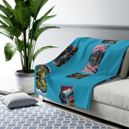 Matiby MEK Teal Sherpa Fleece Blanket