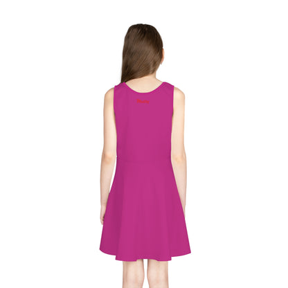 Girls' Pink Sleeveless Sundress (AOP)