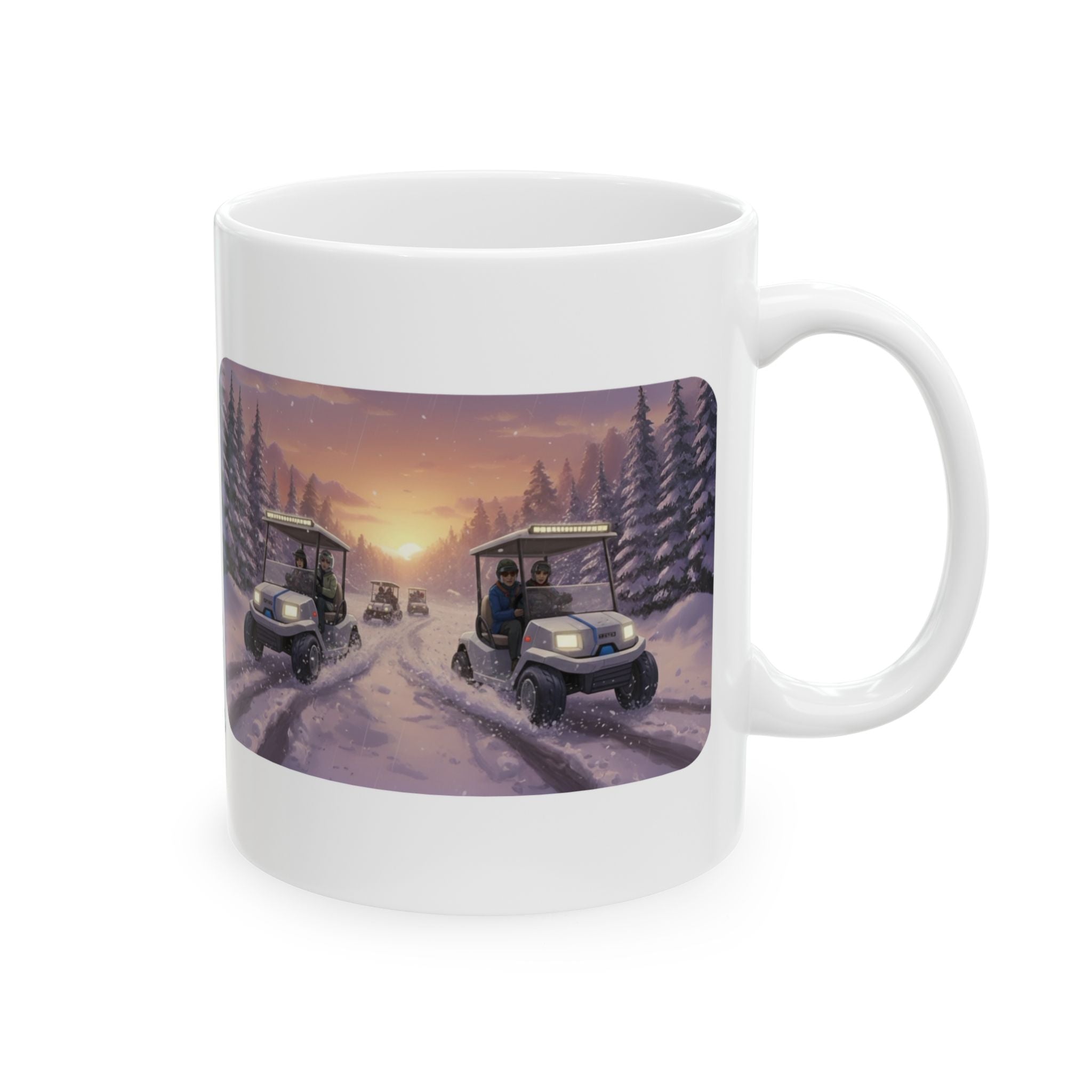 Anime Golf Cart Winter Racing Adventures #1 White Ceramic Mug — Find Your Path To The Essentials Cup (11oz & 15oz)