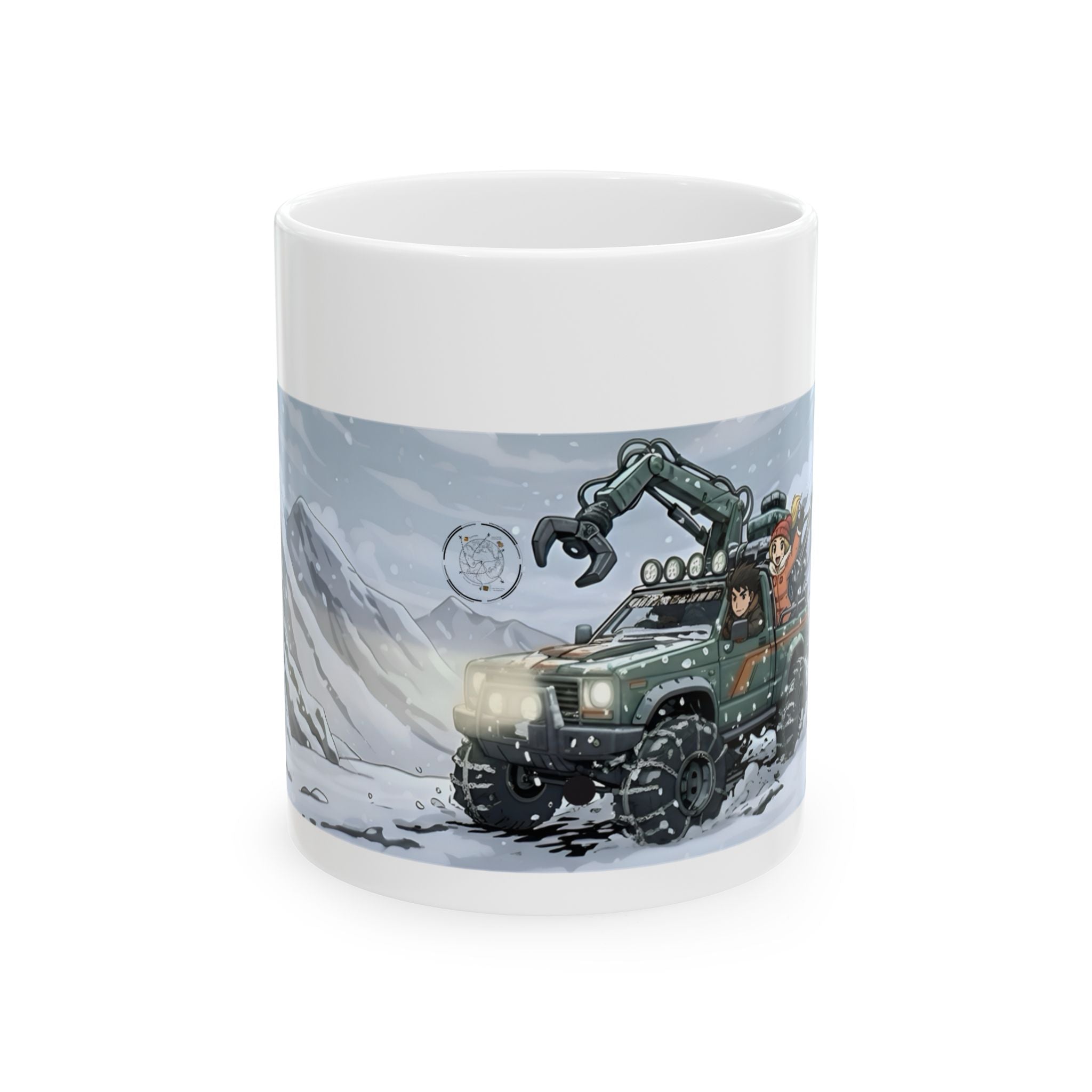 Adventure 4x4 Trucks #18, Winter Meteorologists On The Go White Ceramic Mug — Find Your Path To The Essentials Cup (11oz & 15oz)