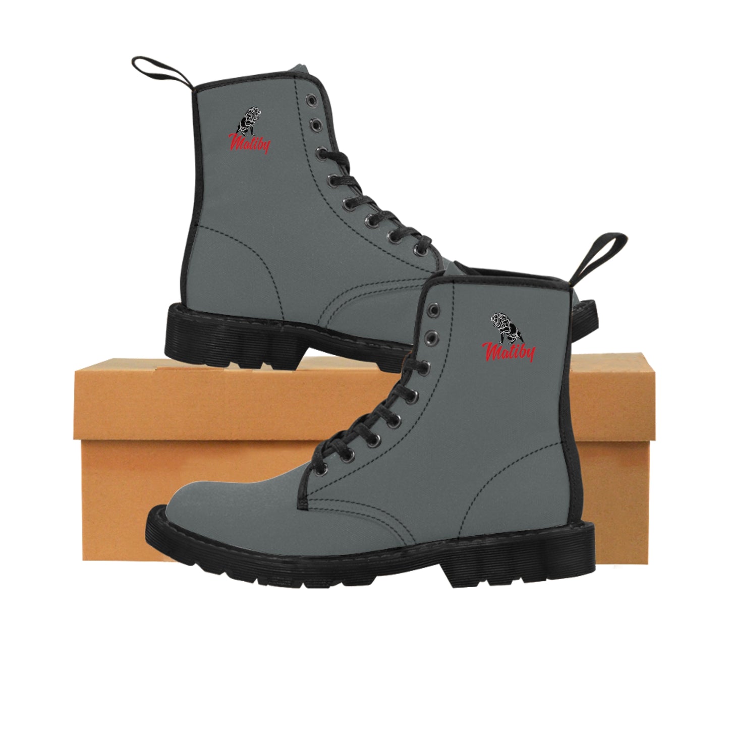 Men's Dark Grey Canvas Boots