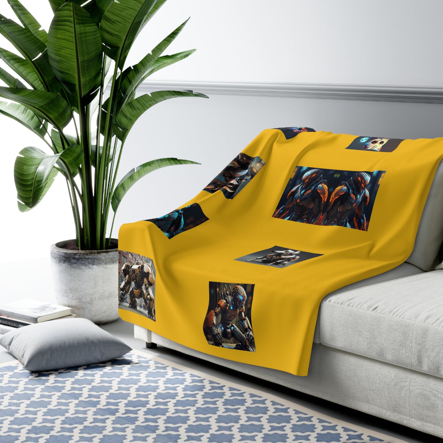 Matiby MEK Yellow Sherpa Fleece Blanket