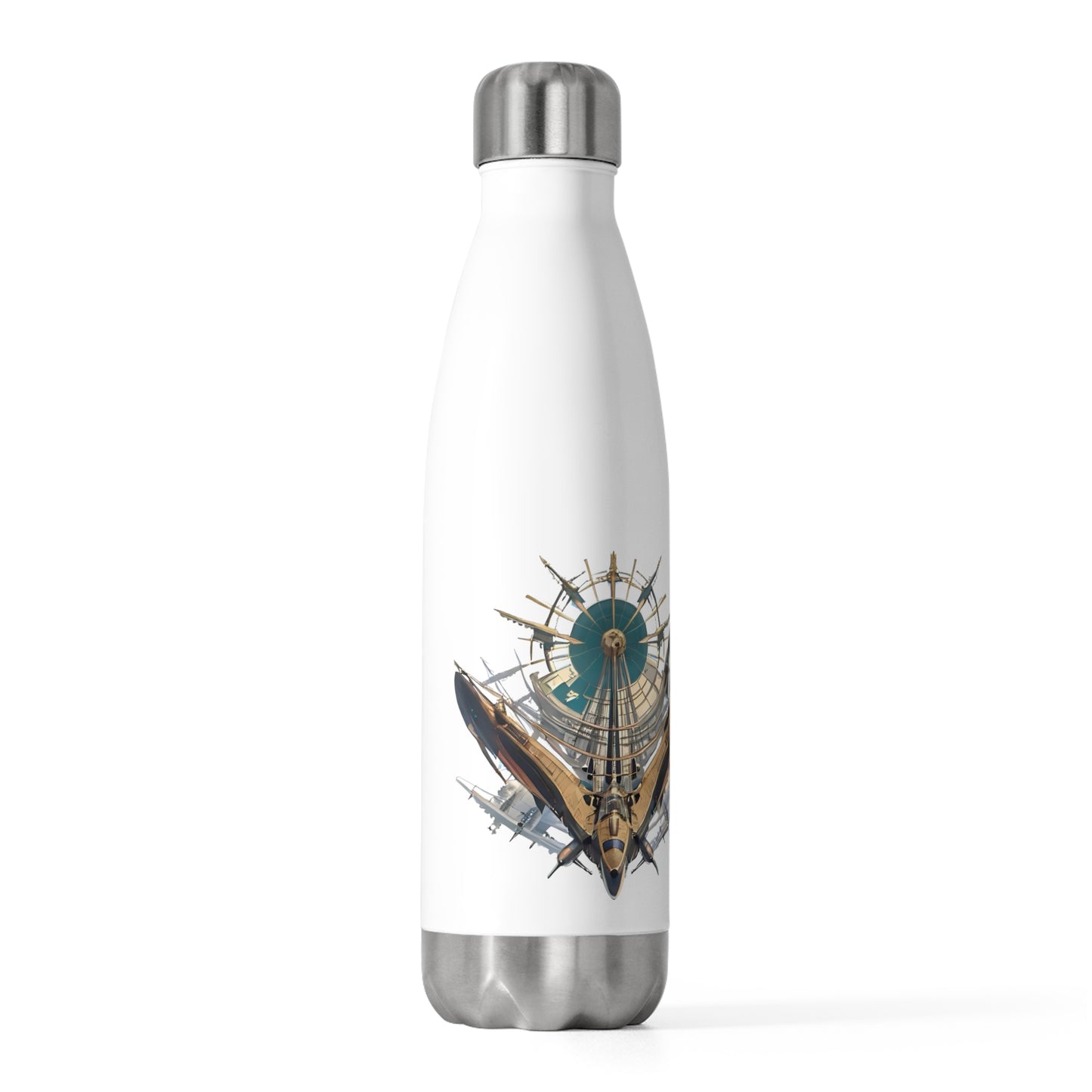 Nautical Helm 20oz Insulated Bottle, White