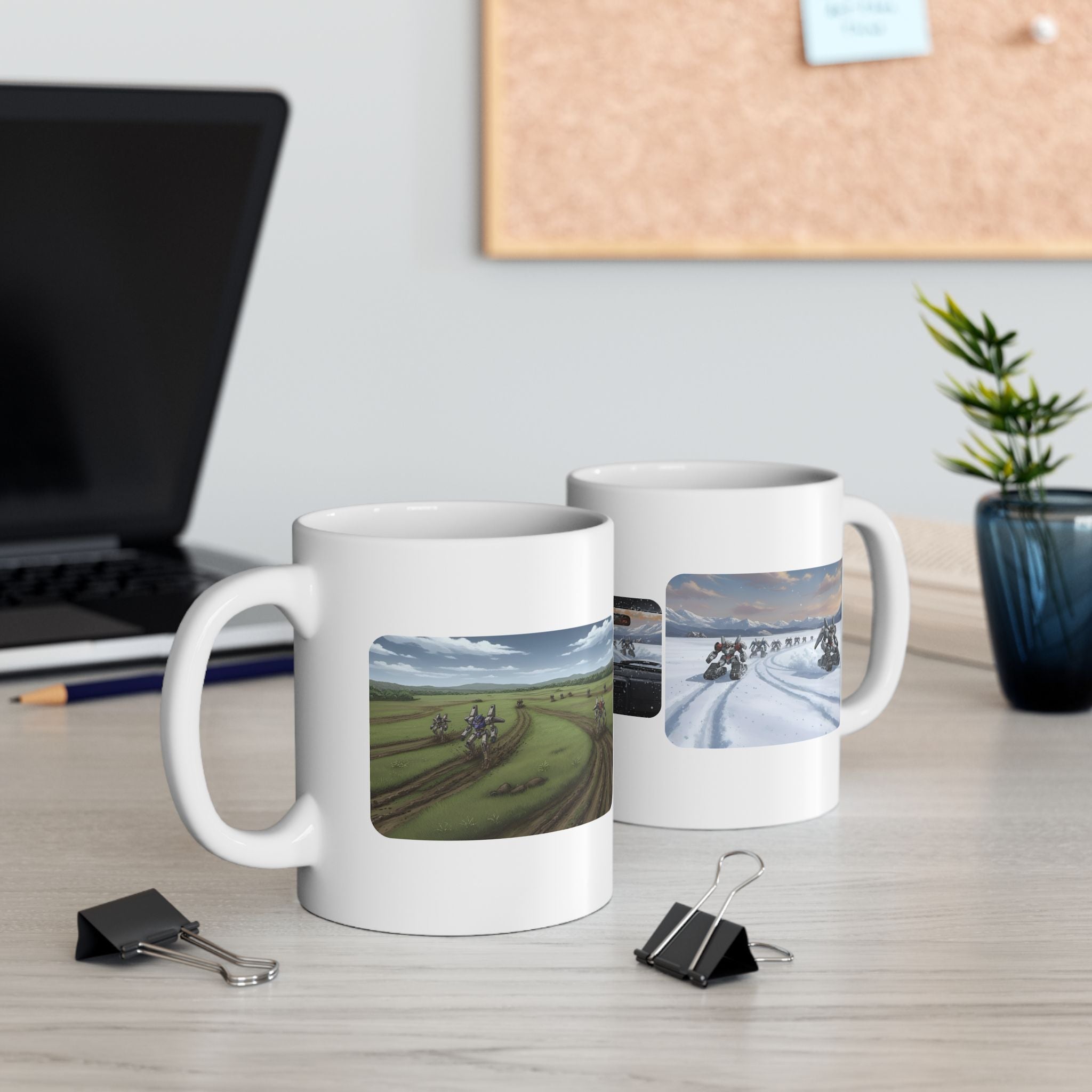 Mech Anime Racing Adventure White Ceramic Mug — Find Your Path To The Essentials Cup (11oz & 15oz)