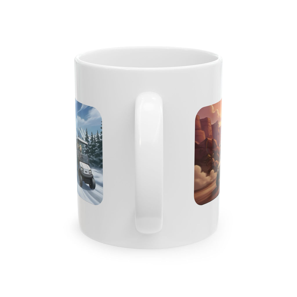 Anime Golf Cart Seasonal Adventures #7 White Ceramic Mug — Find Your Path To The Essentials Cup (11oz & 15oz)