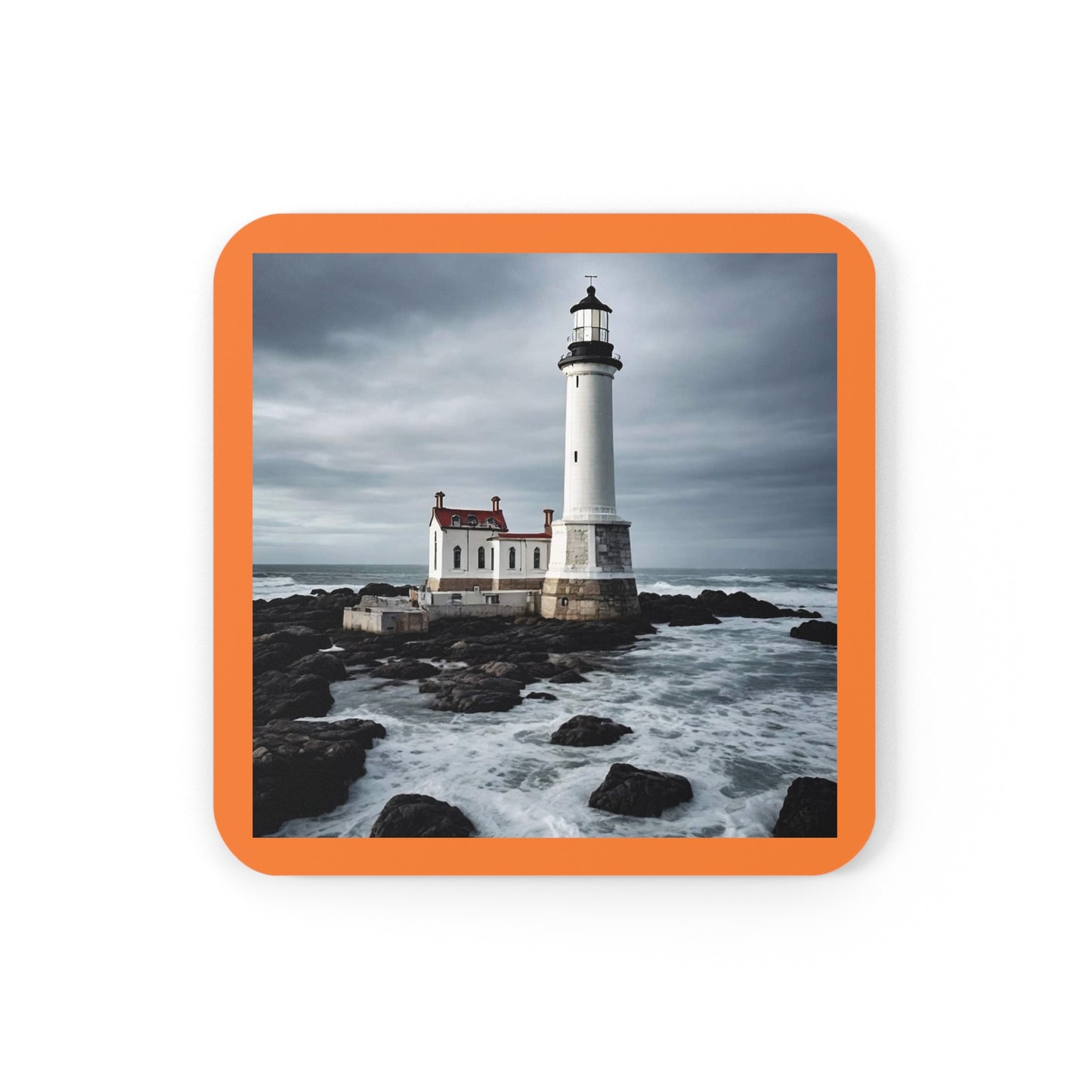 Matiby Lighthouse Orange Corkwood Coaster Set