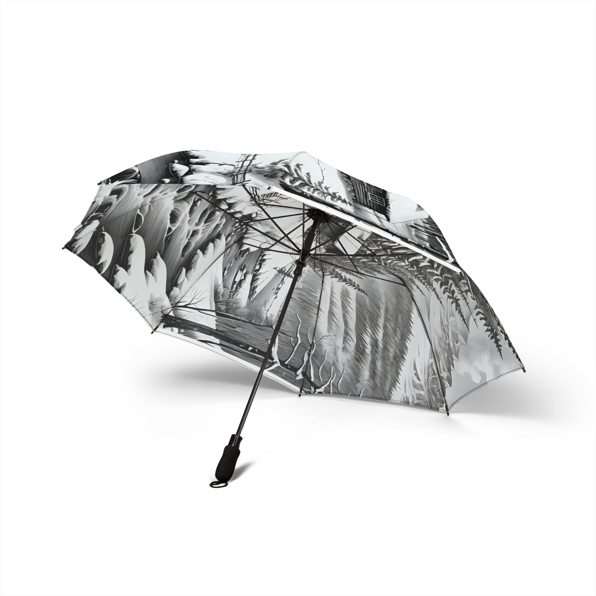 Tranquil Nature Scenery #6 Semi-Automatic Foldable Umbrella | Scenic Retreats, Landscape Art