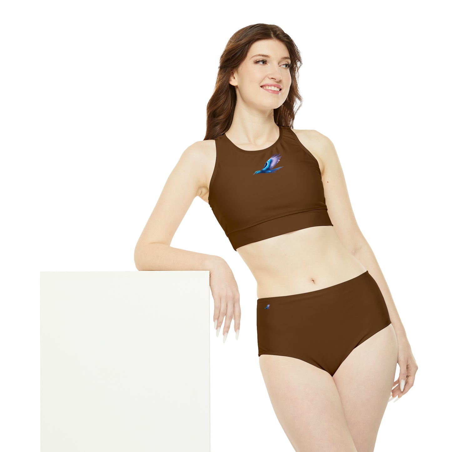 Brown Sporty Bikini Set (AOP)