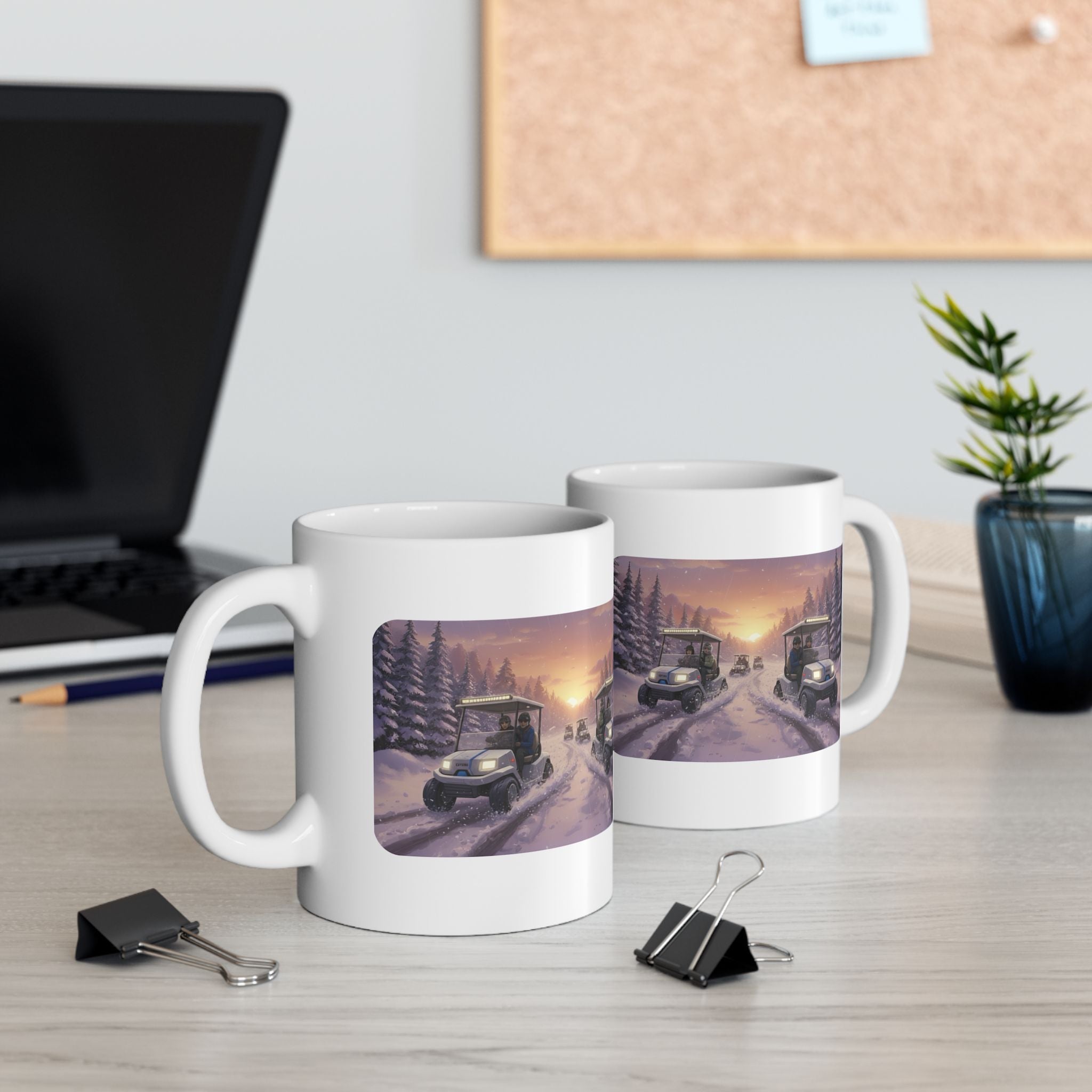 Anime Golf Cart Winter Racing Adventures #1 White Ceramic Mug — Find Your Path To The Essentials Cup (11oz & 15oz)