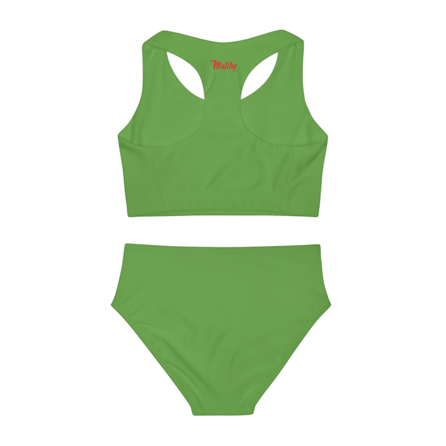 Girl's "Sunny Day" Light Green Two Piece Swimsuit (AOP)