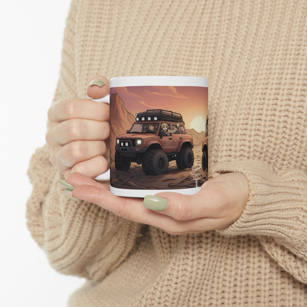 Adventure 4x4 Trucks #26, Classmates & Nature Enthusiasts White Ceramic Mug — Find Your Path To The Essentials Cup (11oz & 15oz)