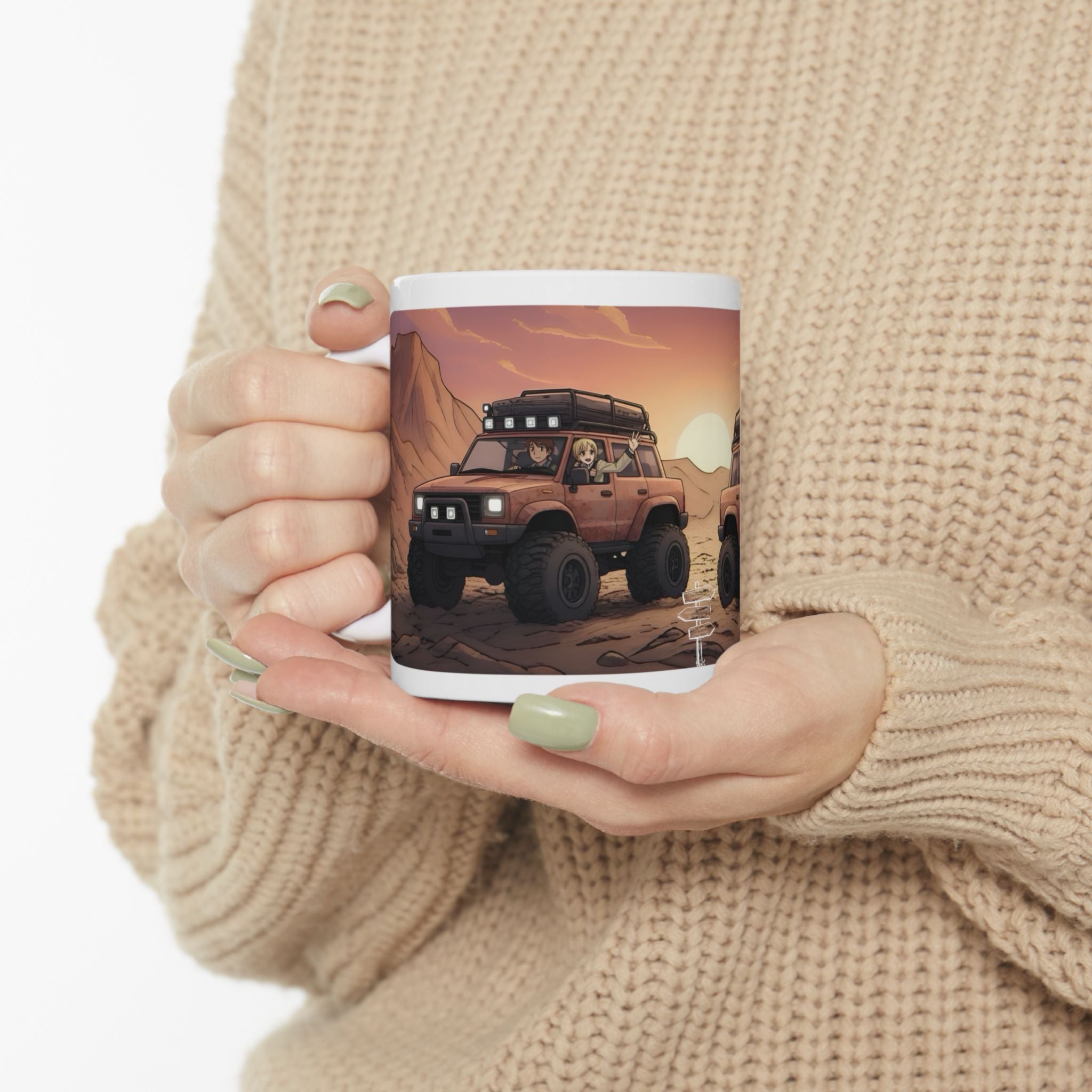 Adventure 4x4 Trucks #26, Classmates & Nature Enthusiasts White Ceramic Mug — Find Your Path To The Essentials Cup (11oz & 15oz)