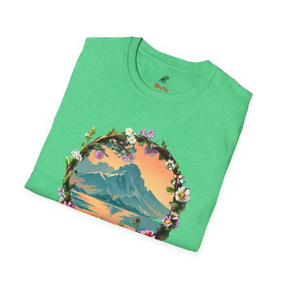 Japanese Blue Rose Landscape Unisex Softstyle T-Shirt