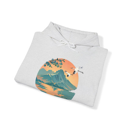 Japanese Blue Roses Landscape Unisex Heavy Blend™ Hooded Sweatshirt