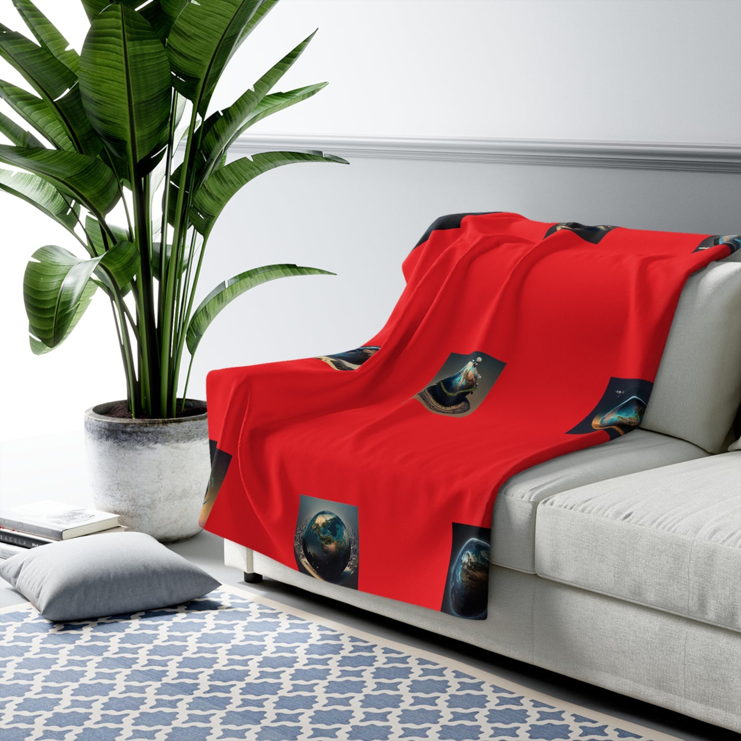 Matiby Worlds "Rojo" Red Sherpa Fleece Blanket