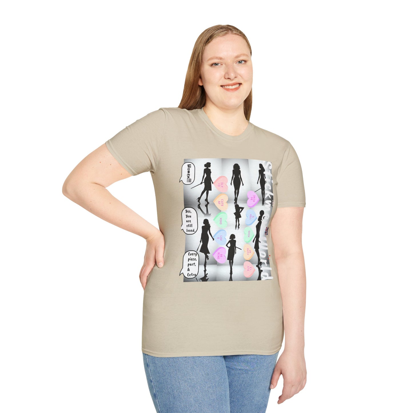 Stickmen World Unisex Softstyle T-Shirt for Mother's Day, Working Women Shirt, Women of Industry, Tribute to Women Shirt, Women in Our Lives Shirt, Humorous Tee, Men Love Strong Women, Strong Females Sarcastic Tee