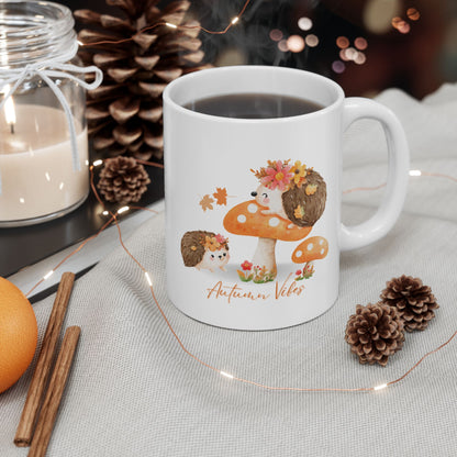 Journeys Cute Hedgehog Autumn Vibes Gift Ceramic Mugs, Gifts for Pet Lovers, Mugs for Hedgehog Lovers, Cute Seasonal Mugs, Mug for All Occasions, Thanksgiving Mug