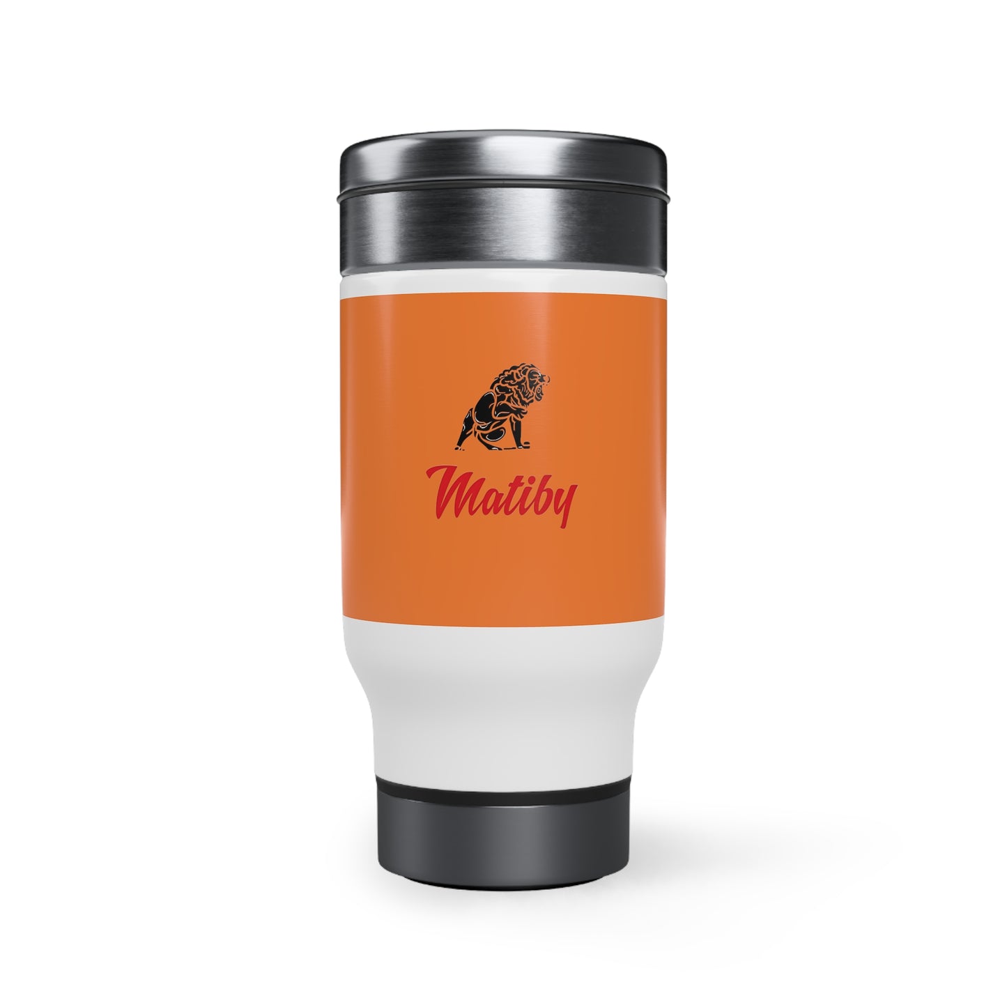 Orange Stainless Steel Travel Mug with Handle, 14oz