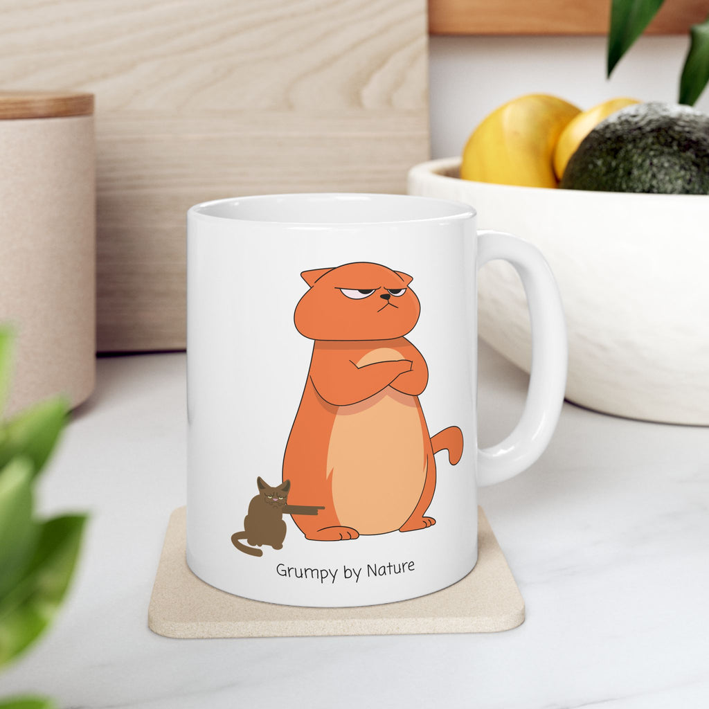 Grumpy By Nature Cat Lover White Ceramic Mug — Bossy Cats Cup 11oz & 15oz