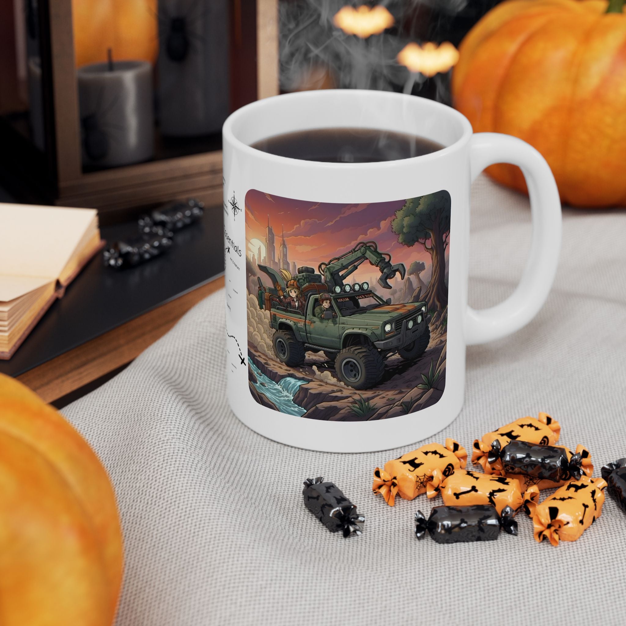 Adventure 4x4 Trucks #15, Tree Trimmers, Arborists, & Pruners On The Go White Ceramic Mug — Find Your Path To The Essentials Cup (11oz & 15oz)