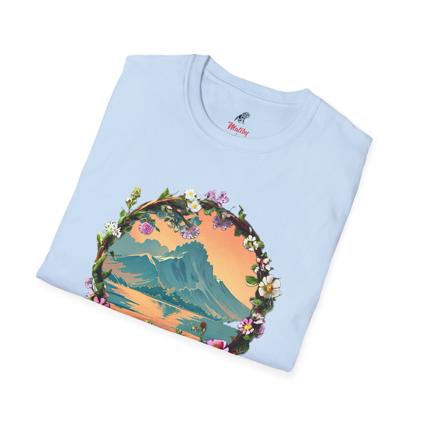 Japanese Blue Rose Landscape Unisex Softstyle T-Shirt