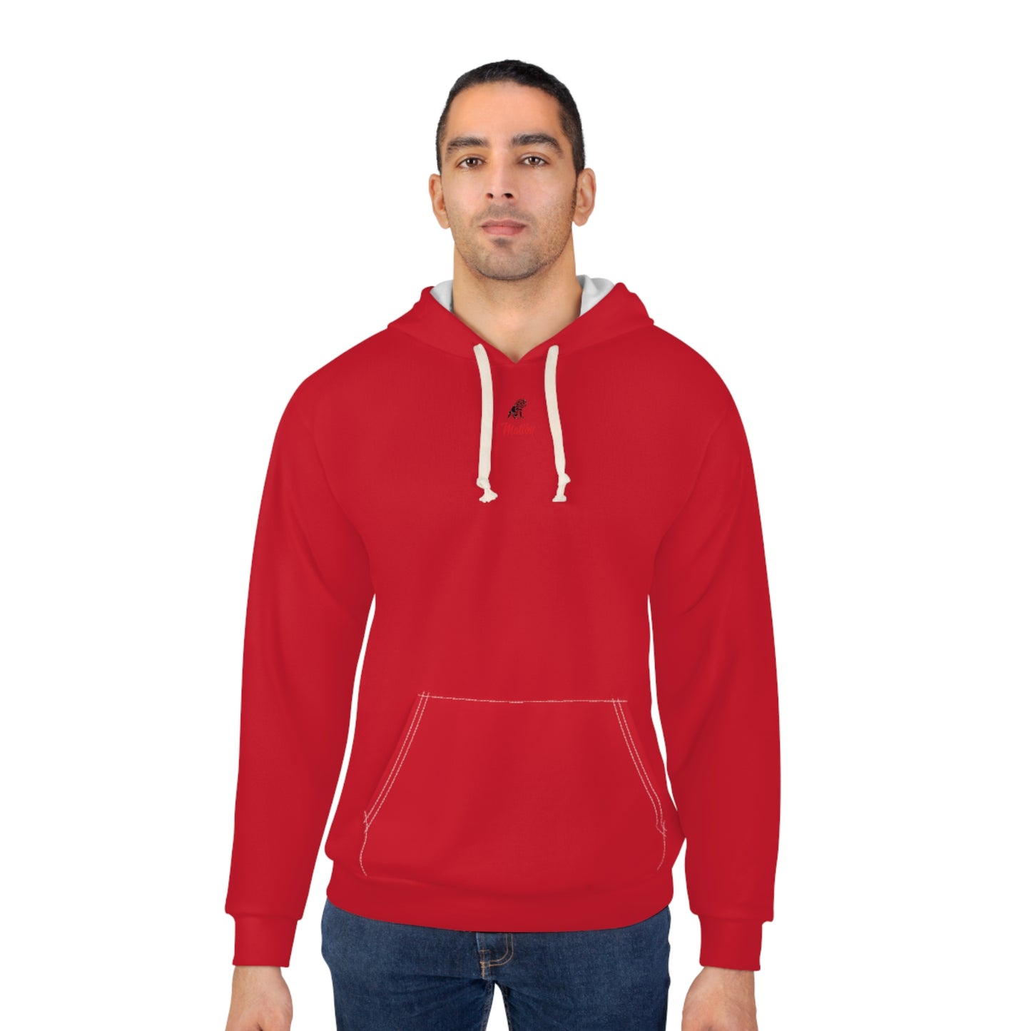 Dark Red Unisex Pullover Hoodie (AOP)