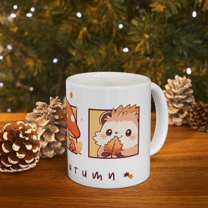 Journeys Hello Autumn Seasons of Change Ceramic Mugs, Gifts for Pet Lovers, Mugs for Animal Lovers, Cute Seasonal Mugs, Mug for All Occasions, Thanksgiving Mug