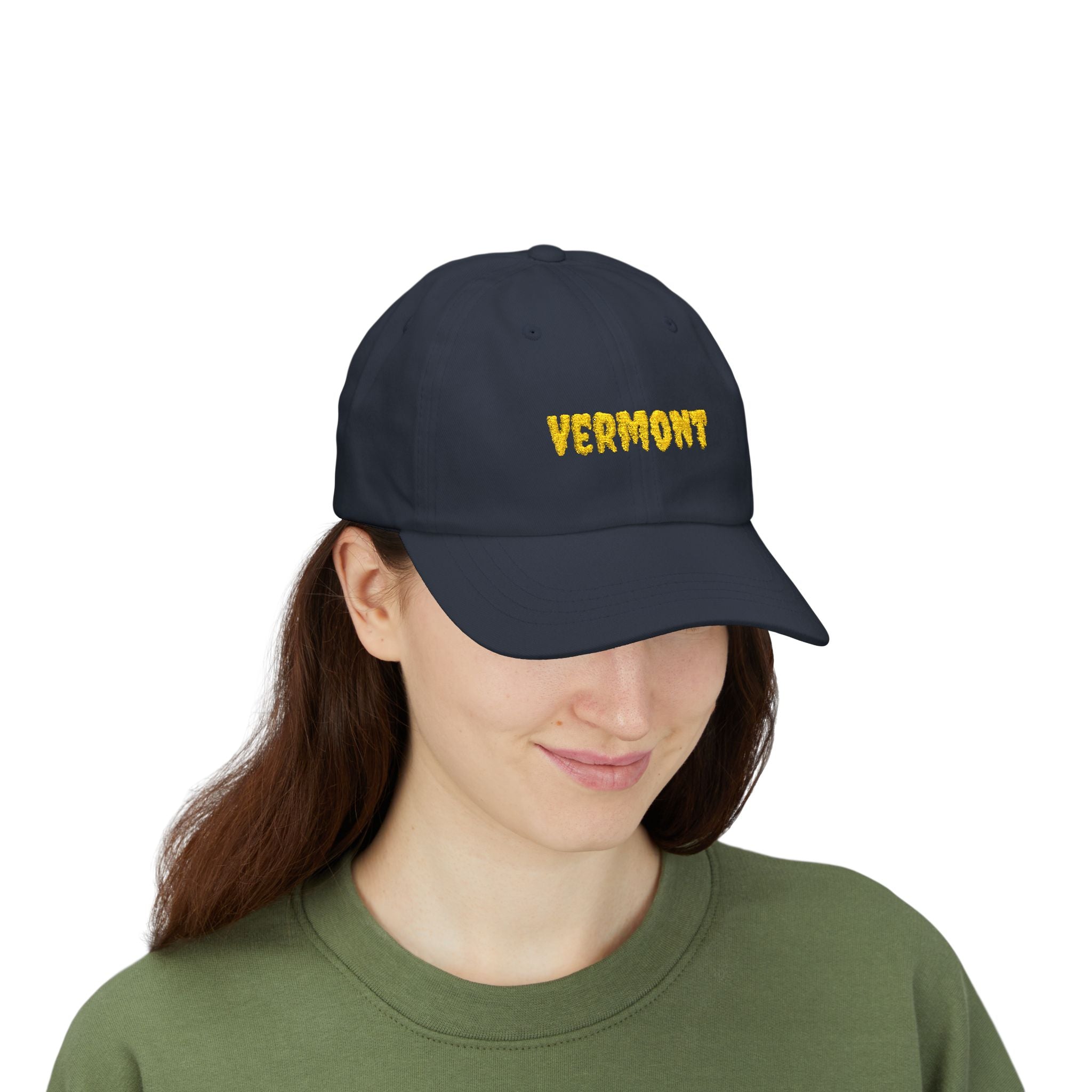 Vermont United States of America Gold Embroidered Classic Dad Cap | VT 14th USA Baseball Hat