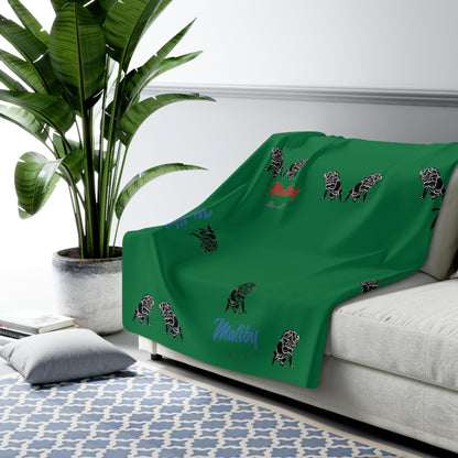 Matiby Lion Green Sherpa Fleece Blanket