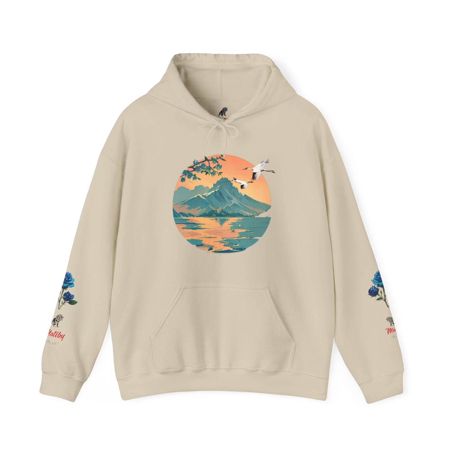 Japanese Blue Roses Landscape Unisex Heavy Blend™ Hooded Sweatshirt