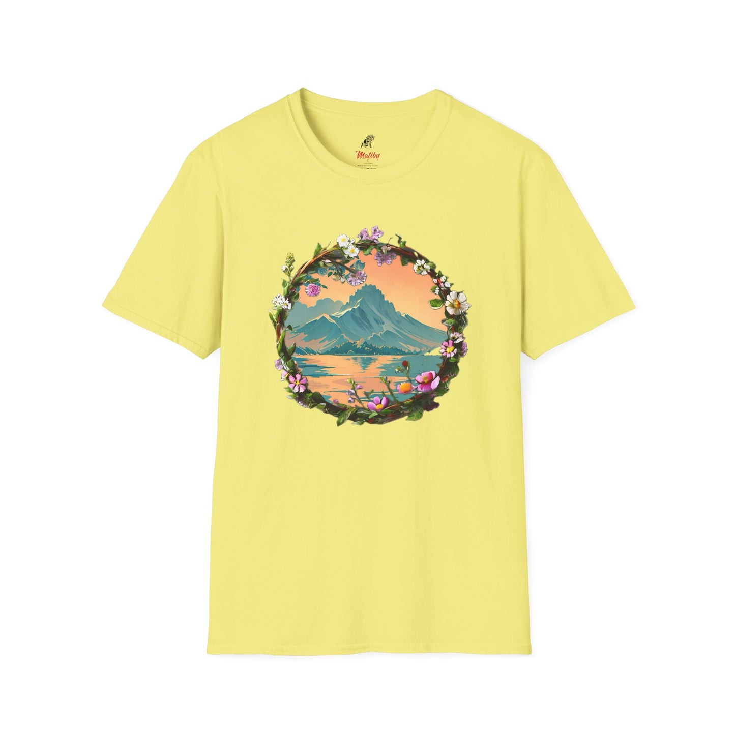 Japanese Blue Rose Landscape Unisex Softstyle T-Shirt