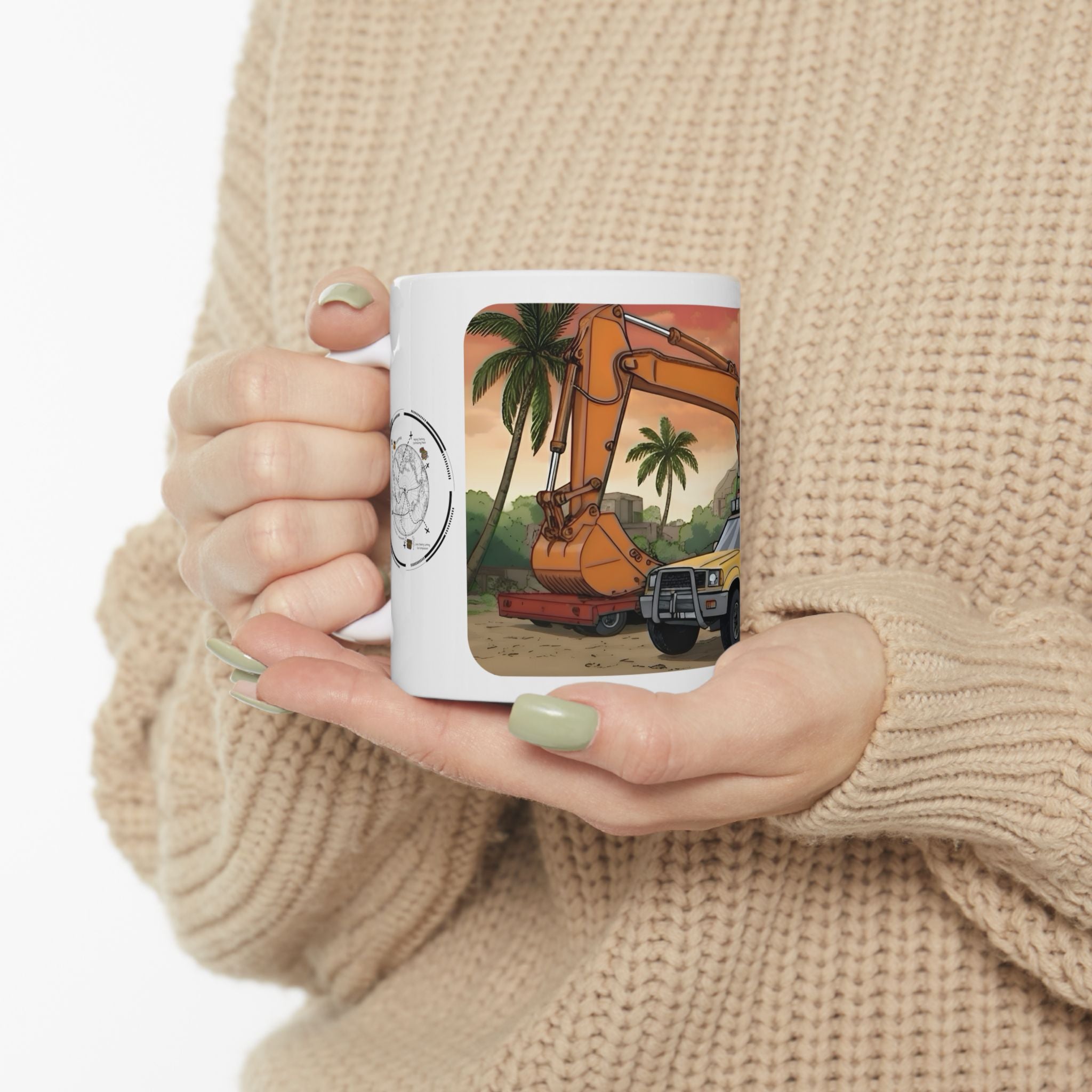 Sunshine State Pickup Trucks #8 Construction Equipment Hauler White Ceramic Mug – Celebrating Companionship, Creativity & Life’s Little Wonders Cup (11oz/15oz)
