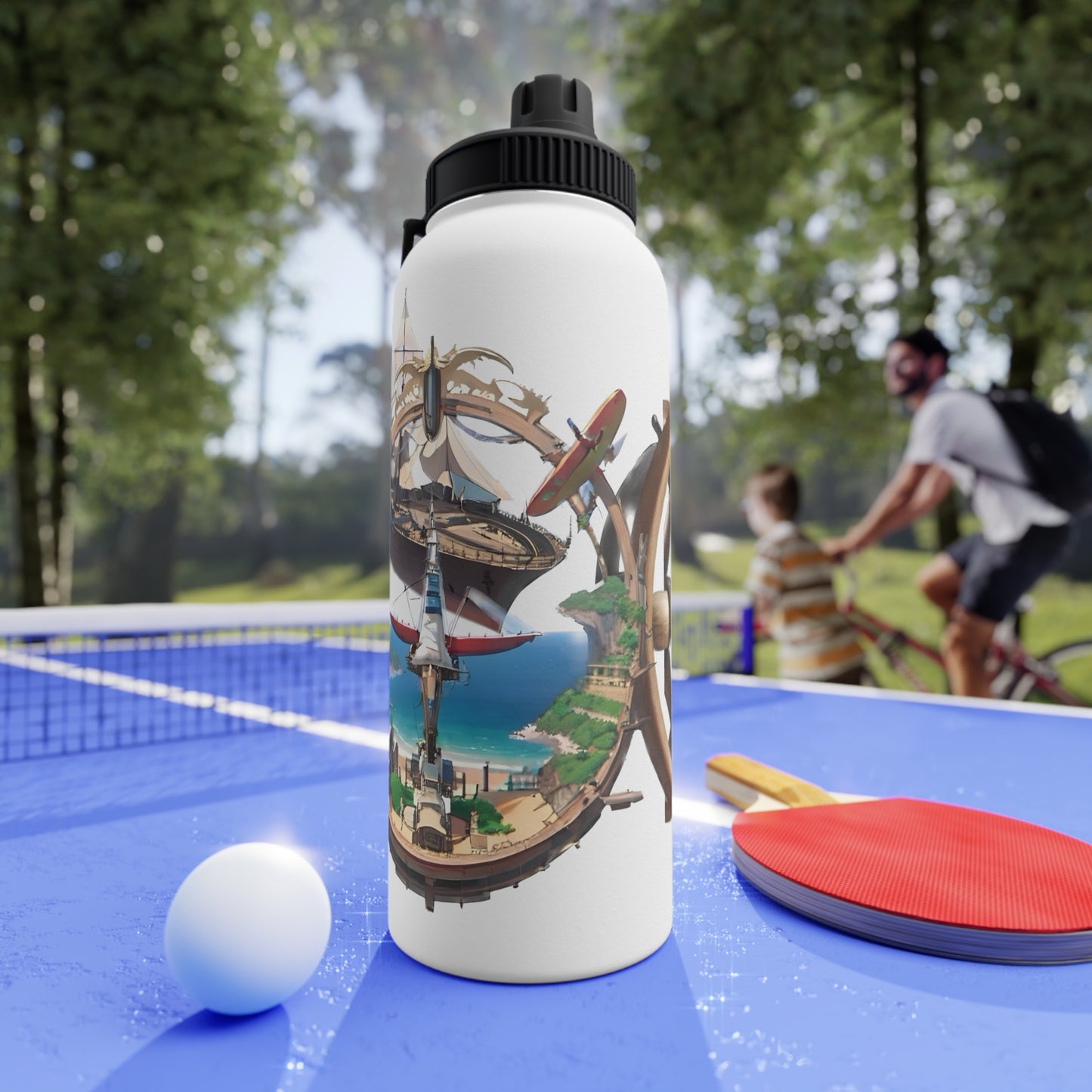 Nautical Helm Stainless Steel Water Bottle, Sports Lid