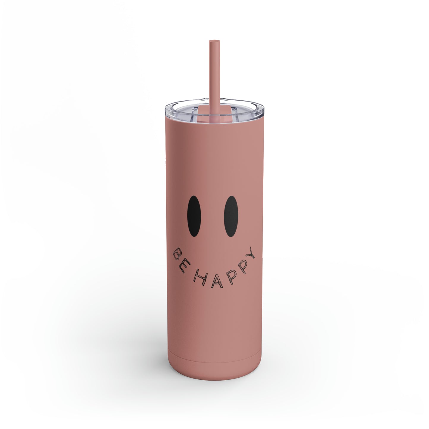 "Be Happy" Smiley Face Maars Maker Skinny Matte Tumbler, 20oz