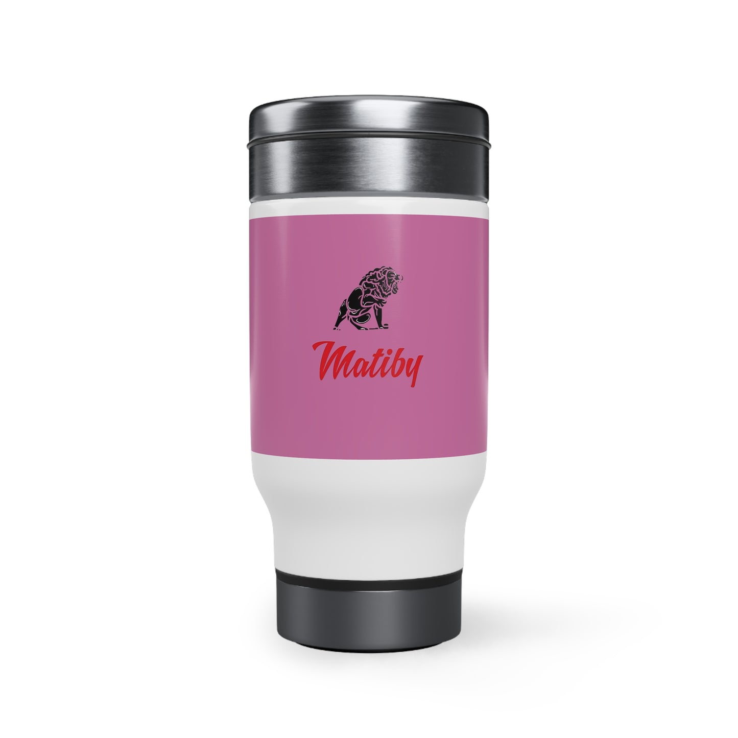 Pink Stainless Steel Travel Mug with Handle, 14oz